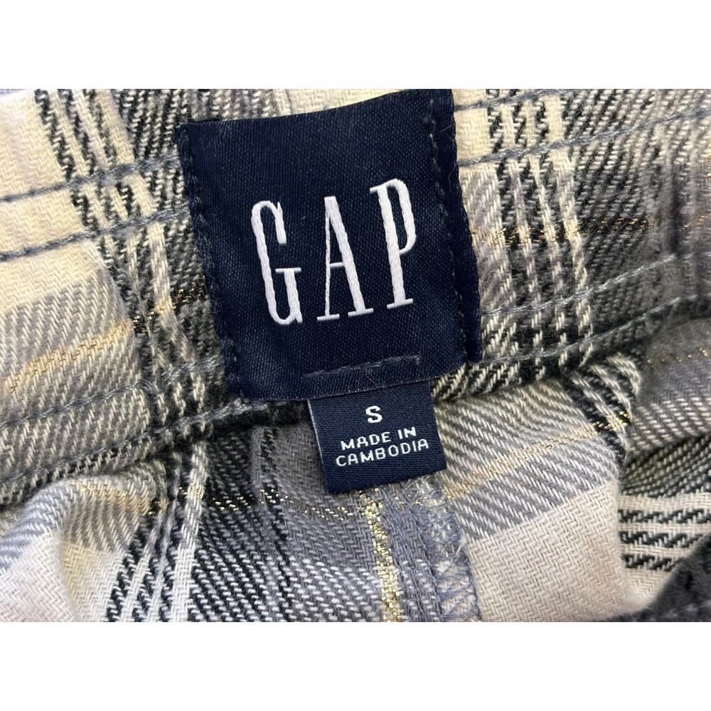 Gap 2-Pack Relaxed Fit PJ Pants Women Size S Gray Plaid Ivory Striped Lounge NEW - Picture 3 of 9